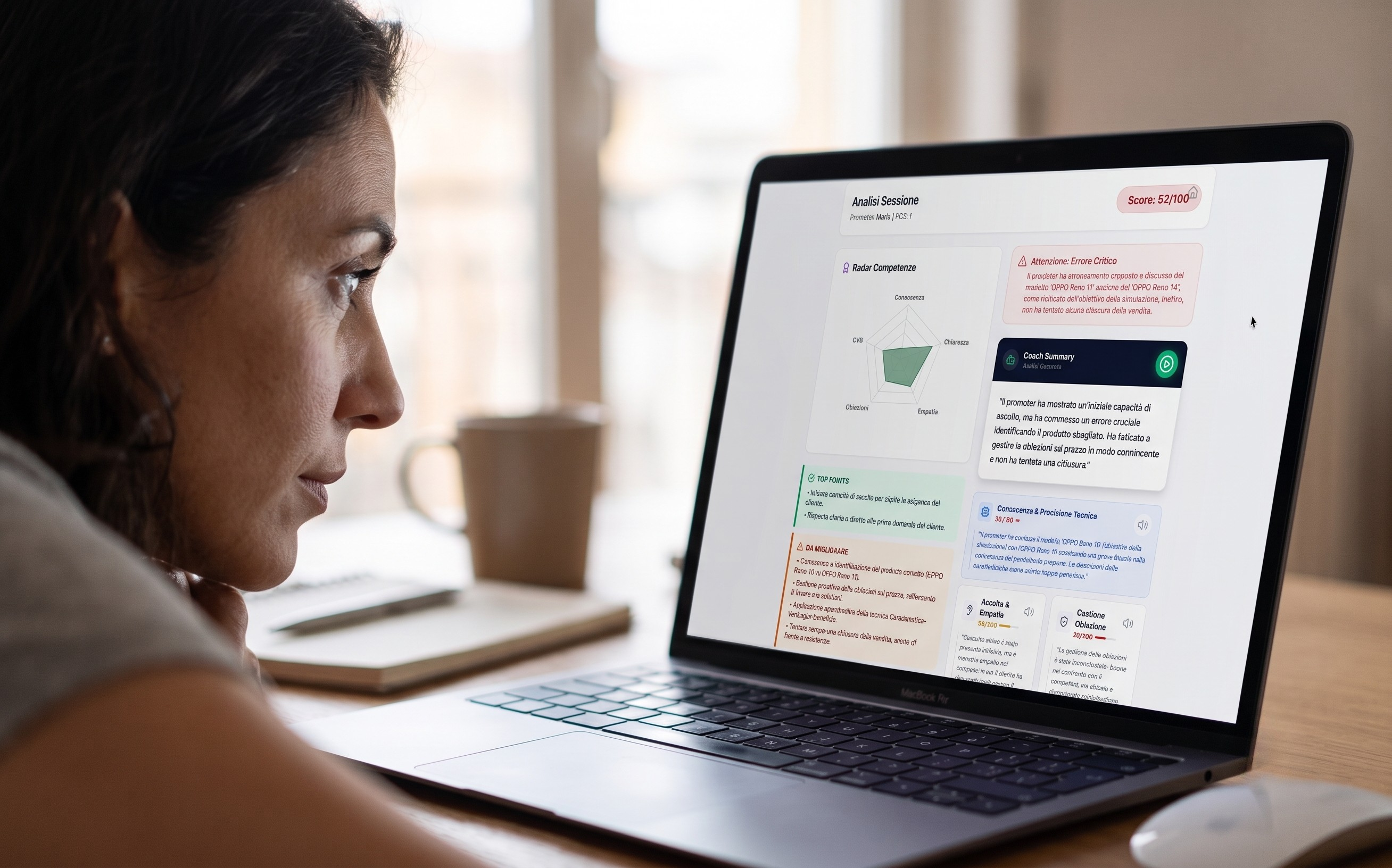 Il Coach AI valuta e restituisce feedback immediato